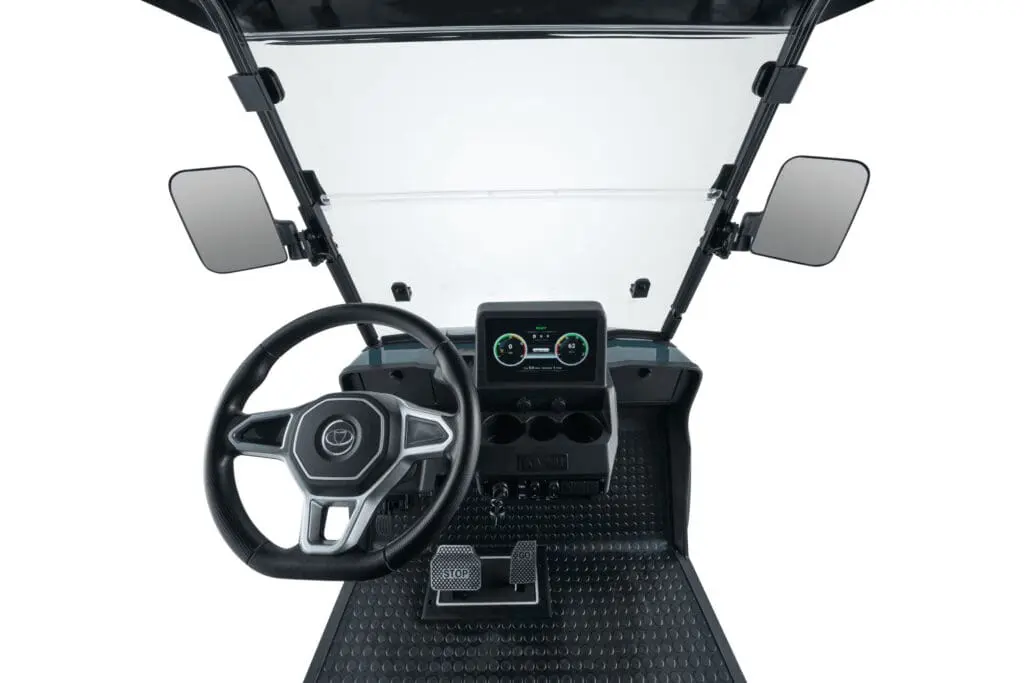 Blue Kandi KS6 Pro electric golf cart, angled front view