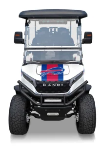 Buffalo Bills branded Kandi electric golf cart, front view