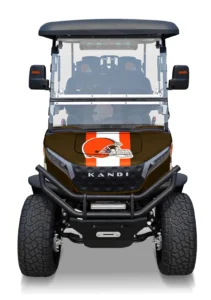 Cleveland Browns themed Kandi electric golf cart, front view
