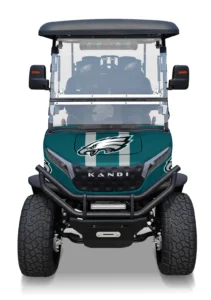 Philadelphia Eagles themed Kandi electric golf cart, front view