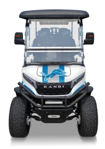 Detroit Lions themed Kandi electric golf cart, front view