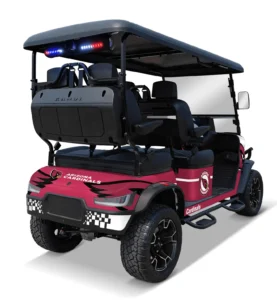 Arizona Cardinals themed Kandi electric golf cart, rear angled view
