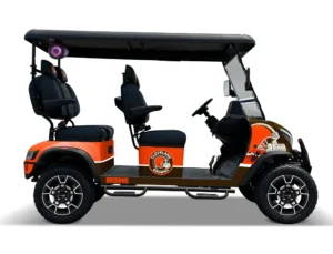 Cleveland Browns themed Kandi electric golf cart, right side view