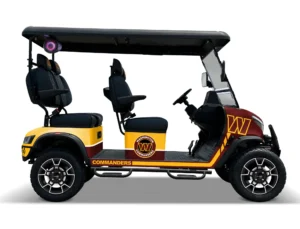 Washington Commanders themed Kandi electric golf cart, right side view