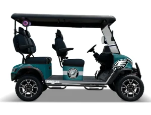 Philadelphia Eagles themed Kandi electric golf cart, right side view