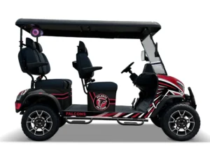 Atlanta Falcons themed Kandi electric golf cart, right side view