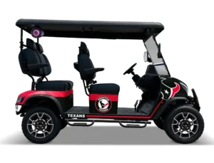 Houston Texans themed Kandi electric golf cart, right side view