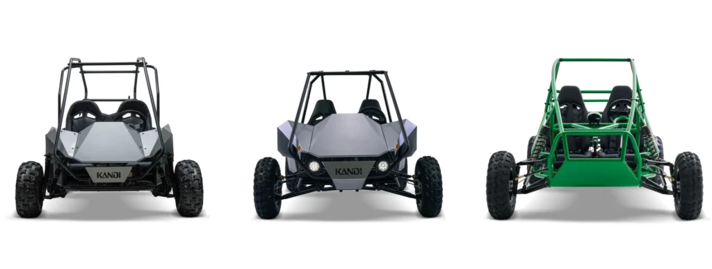 Kandi Dart Cyber electric vehicle, side profile view
